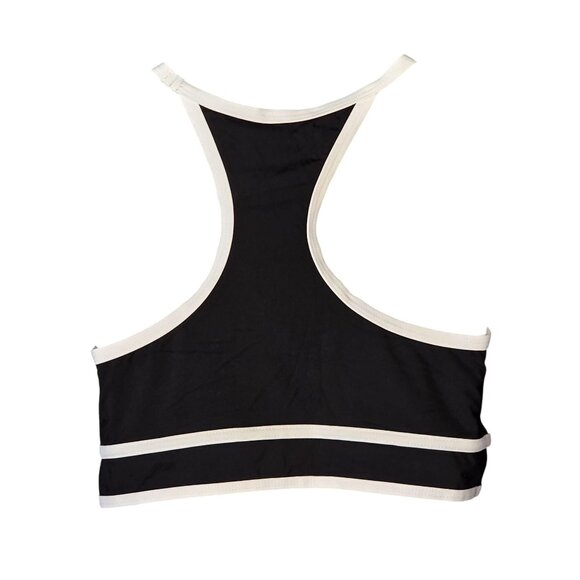 Tempt Me Womens Racerback Halter Bikini Top Med Black White Lightly Padded - Picture 5 of 5